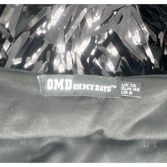 Little Black Mini Dress short Sequins size 8,NewYears Eve, flapper Gatsby gothic - Picture 7 of 12